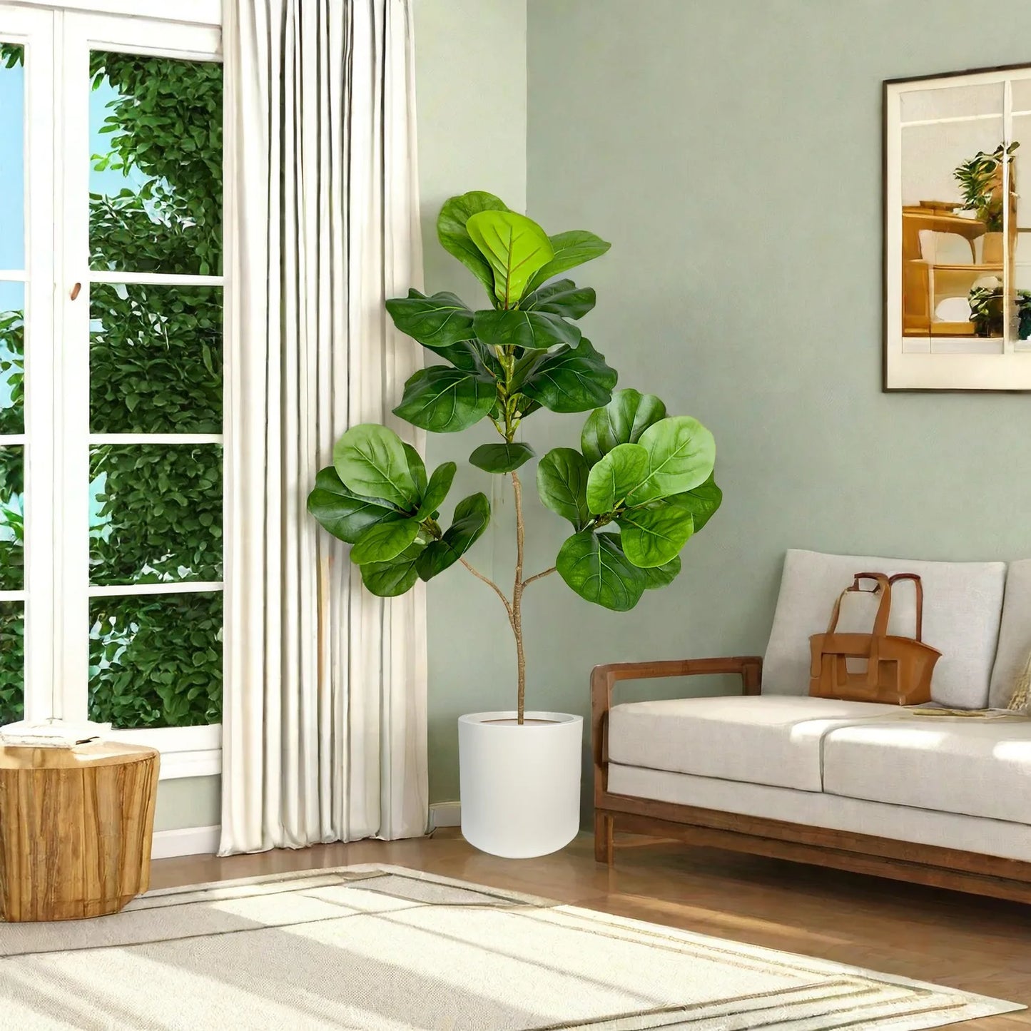 Árbol artificial de ficus de gran tamaño con hojas de banyan realistas para decorar interiores (Maceta a parte)