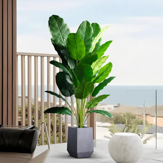 Planta Artificial Grande de 85-115 cm con Hojas de Plátano y Ave del Paraíso para Decoración del Hogar y Jardín