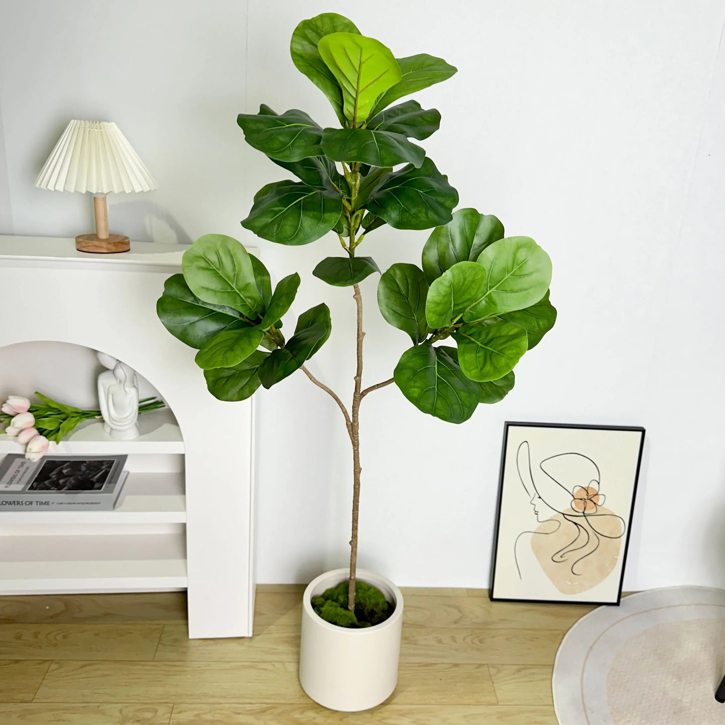 Árbol artificial de ficus de gran tamaño con hojas de banyan realistas para decorar interiores (Maceta a parte)