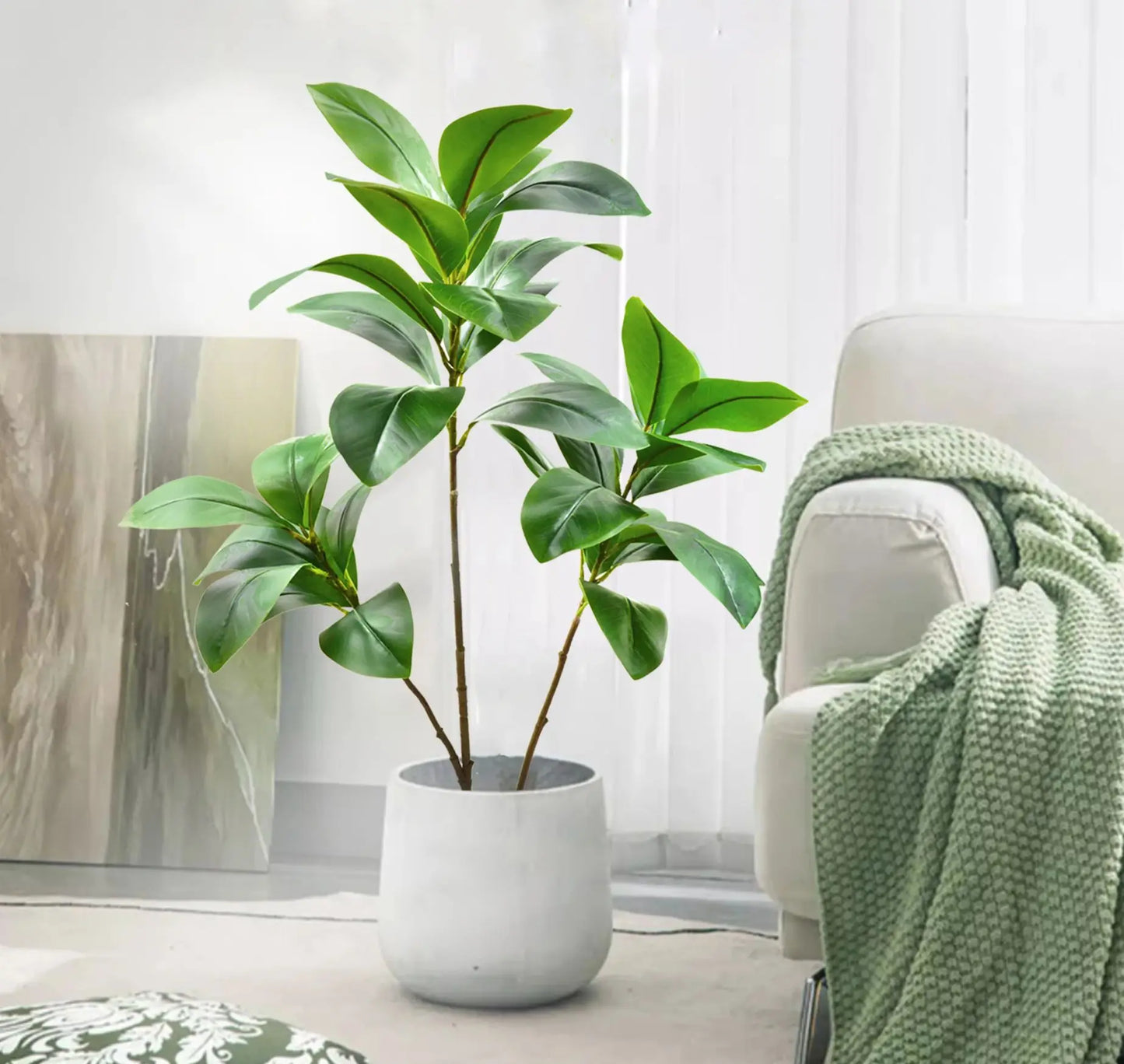 Árbol de Magnolia Artificial de 105 cm para Decoración de Interiores y Exteriores